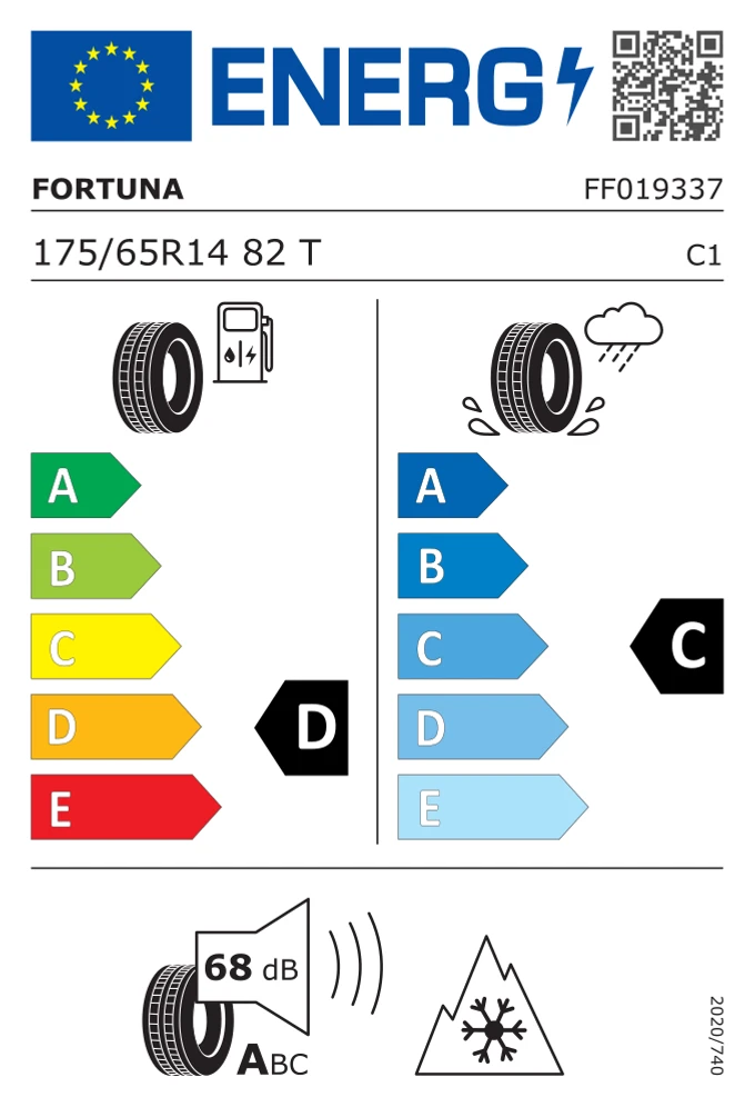 Étiquette européenne de FORTUNA ECOPLUS2 4S 175/65 R14 82T