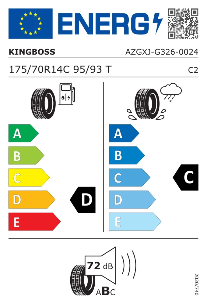 Étiquette européenne de KINGBOSS G326 175/70 R14 95/93T